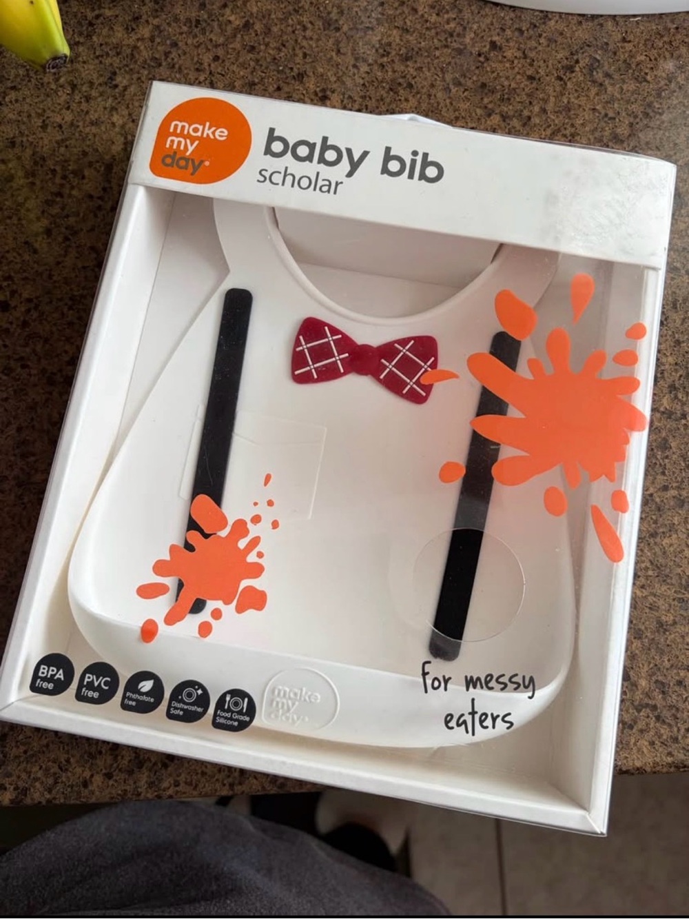 Make My Day Scholar | Baby Bib - White with Red Bowtie Accent | NWT